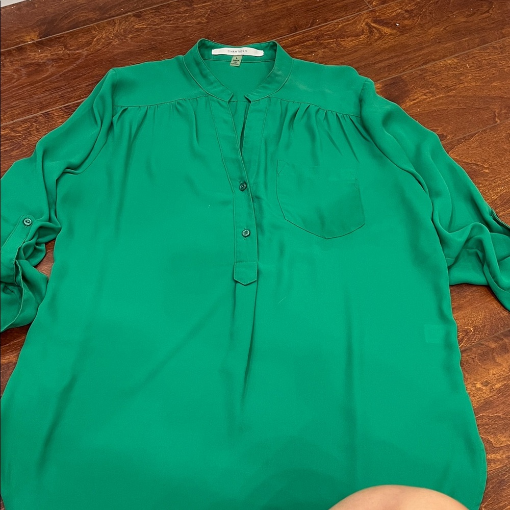 41 Hawthorn Vibrant Green silky Blouse.